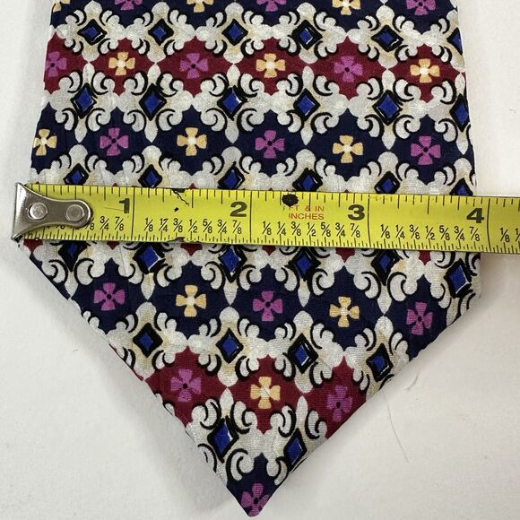 Paolo Rossi Designer Collection Neck Tie Pure Silk White w/Purple/Red Preppy - Picture 7 of 10
